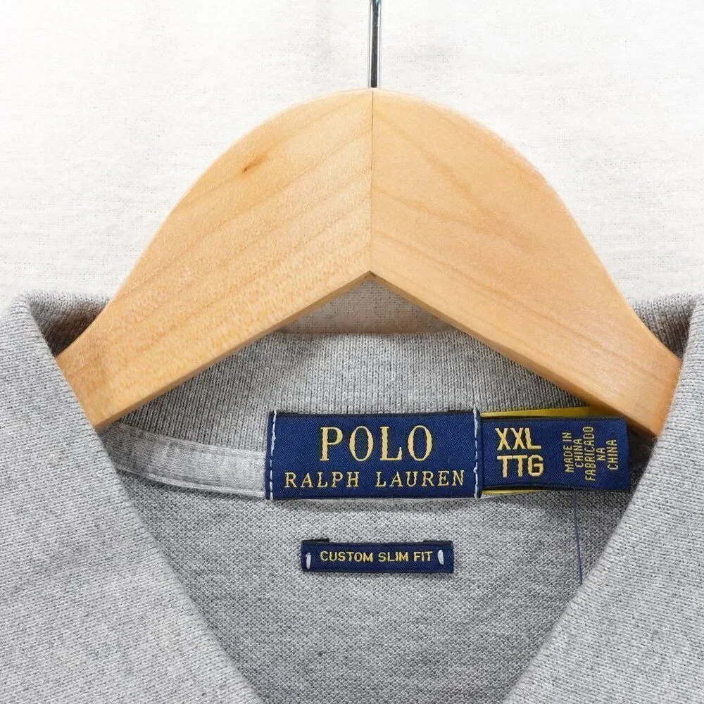Polo Ralph Lauren Men's Slim Fit Polo Bear Polo Shirt Gray XXL